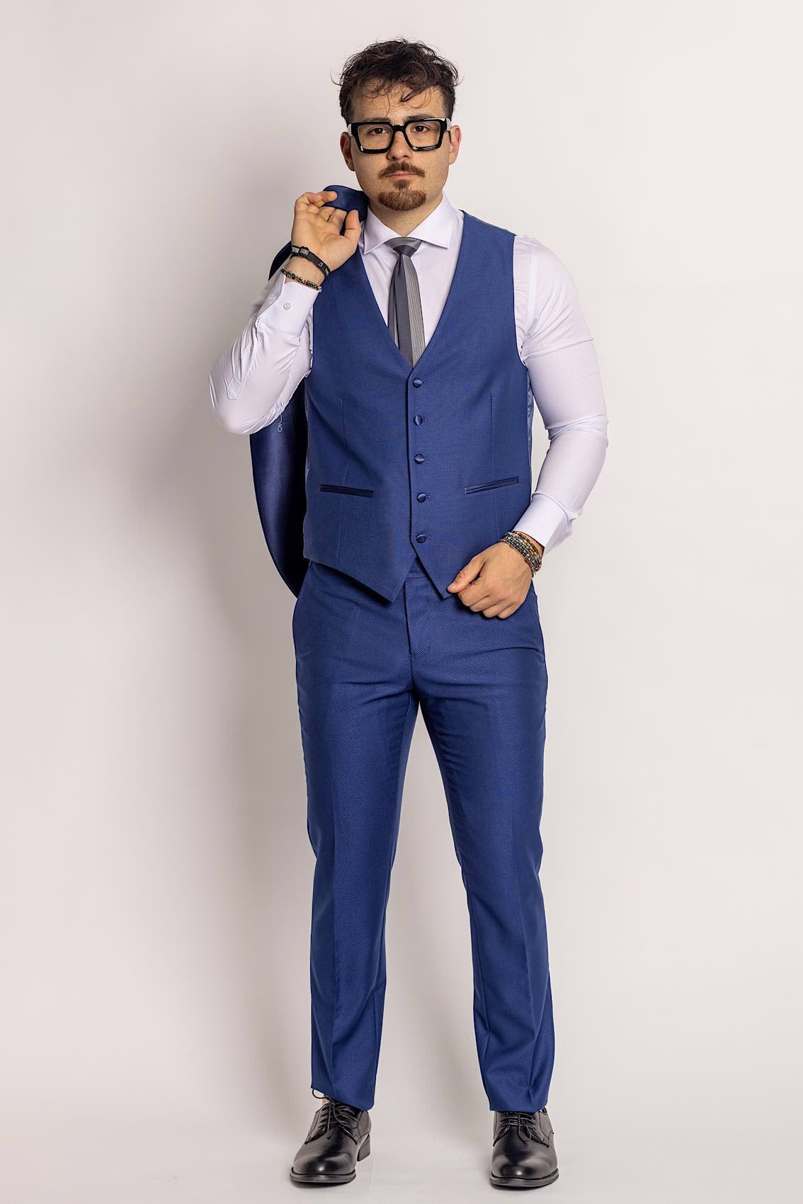 Tuxedo Model Suit With Vest | Electric Blue