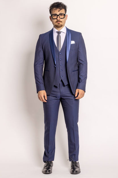 Tuxedo Model Suit With Vest | Medium Blue