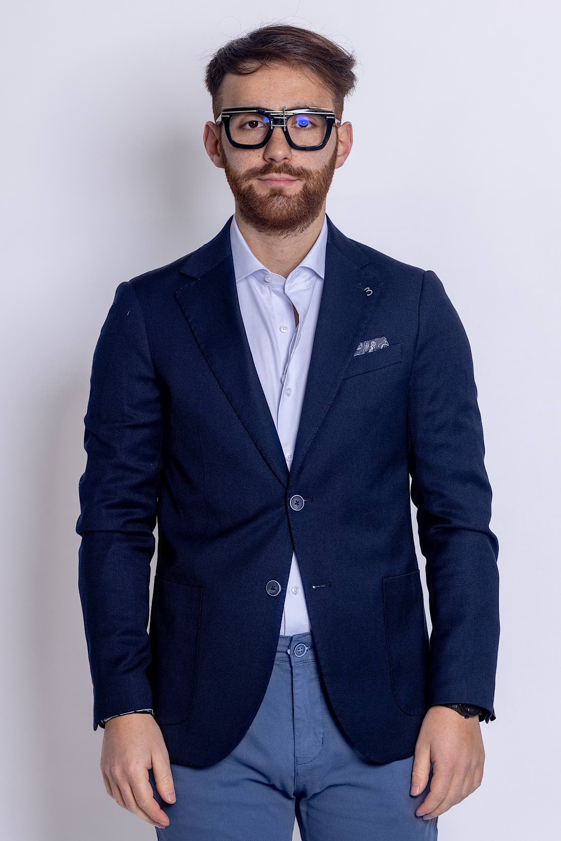 Unlined Basic Piqué Jacket | Dark Blue