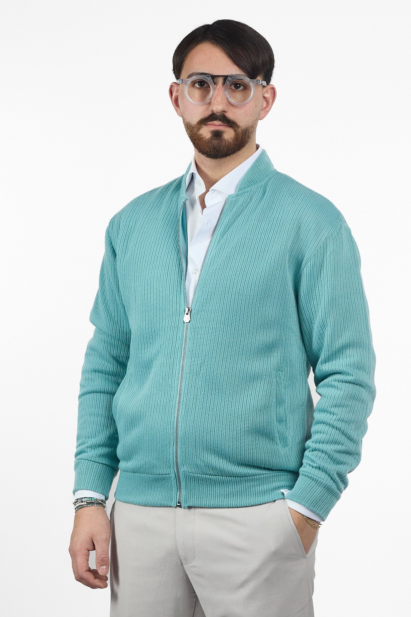 Cardigan Zip Intera No Stiro | 2 per €40 | Turchese