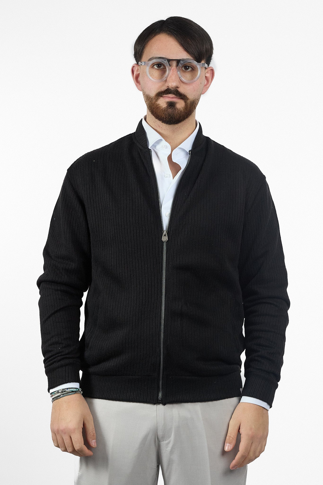 Cardigan Zip Intera No Stiro | 2 per €40 | Nero