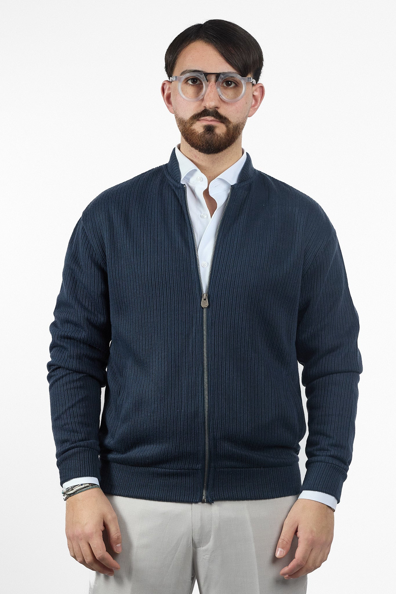 Cardigan Zip Intera No Stiro | 2 per €40 | Blu