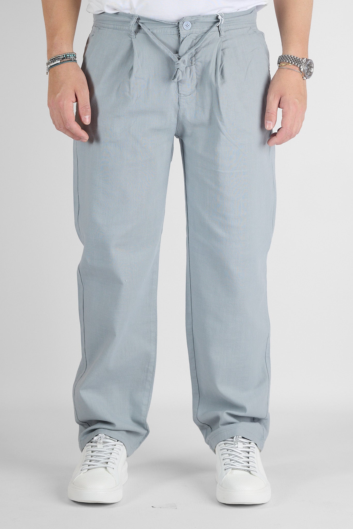 Pantalaccio Baggy Effetto Lino Gamba Larga 7577 | 2 per €50 | Grigio