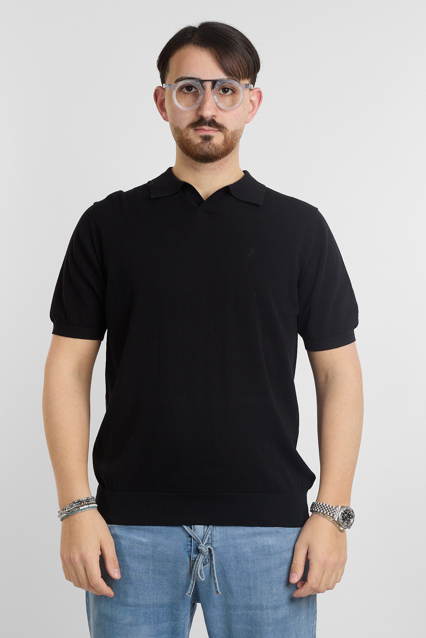 Polo en crêpe de coton finesse 16 | 2 pour 60 € | Noir