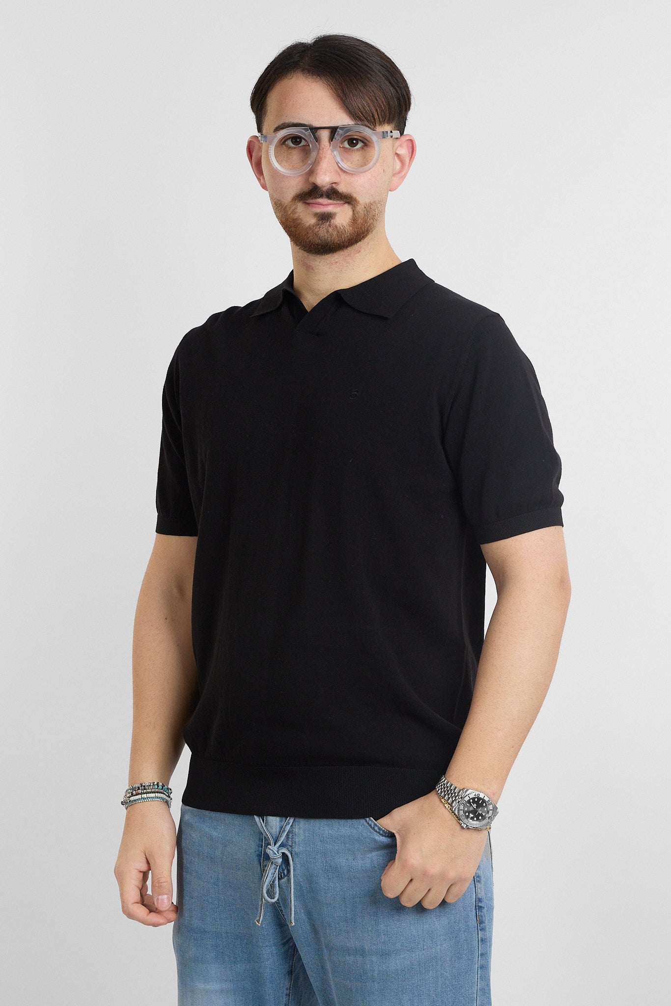 Polo en crêpe de coton finesse 16 | 2 pour 60 € | Noir