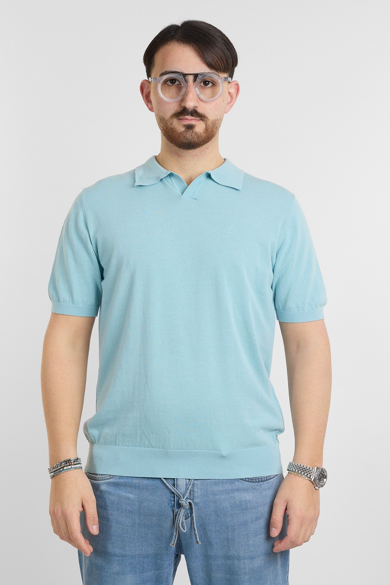 Polo en crêpe de coton finesse 16 | 2 pour 60 € | Céleste