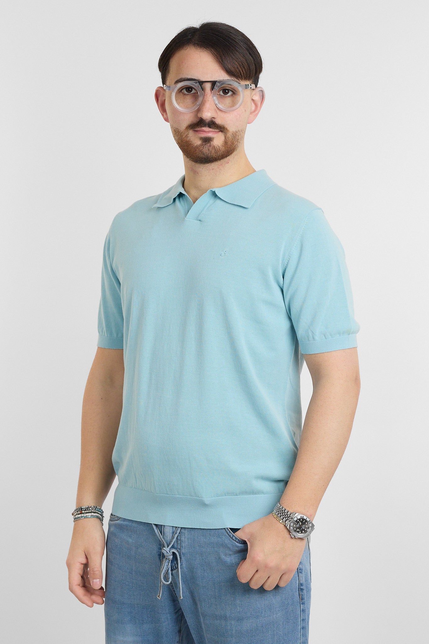 Polo en crêpe de coton finesse 16 | 2 pour 60 € | Céleste