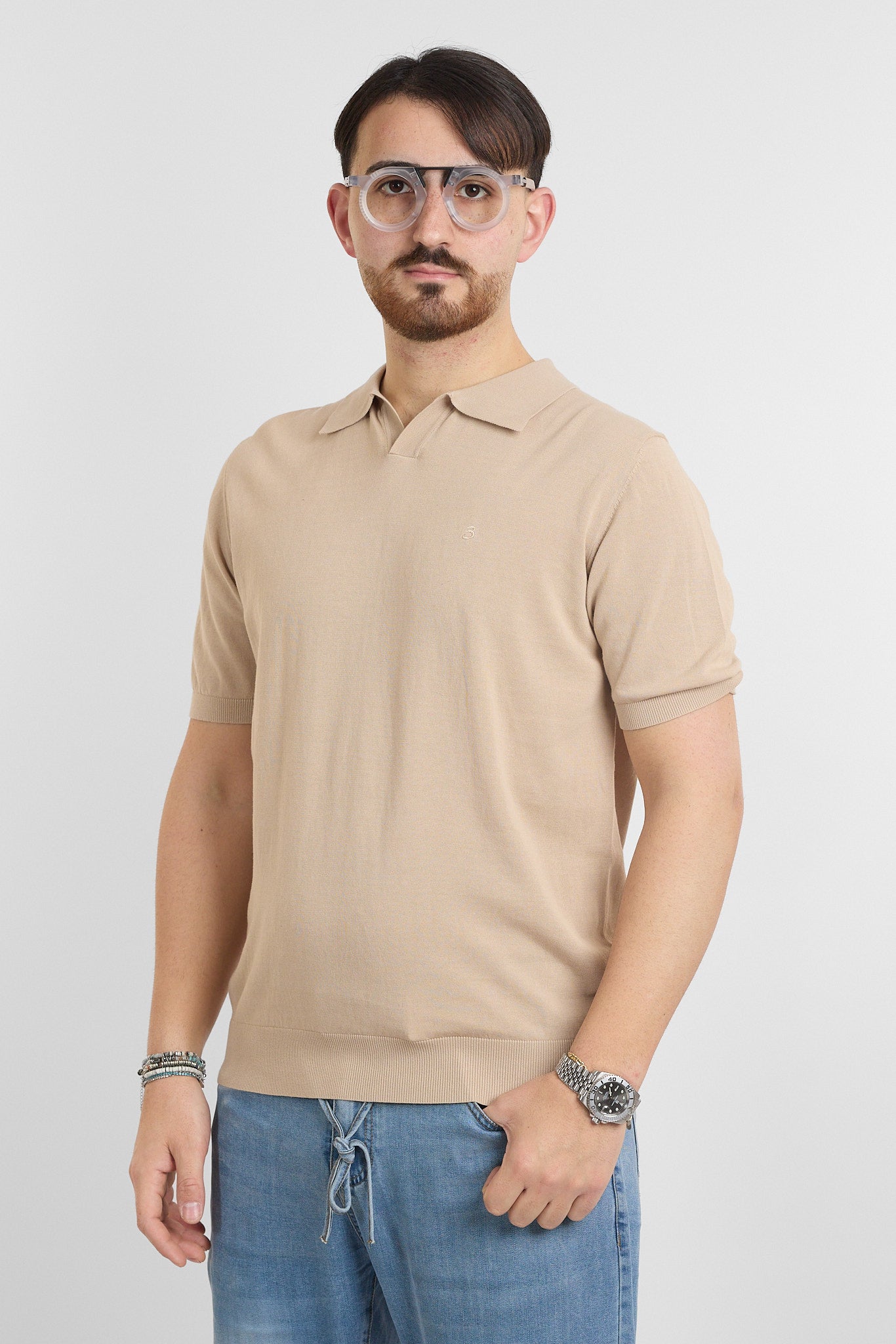 Polo en crêpe de coton finesse 16 | 2 pour 60 € | Beige