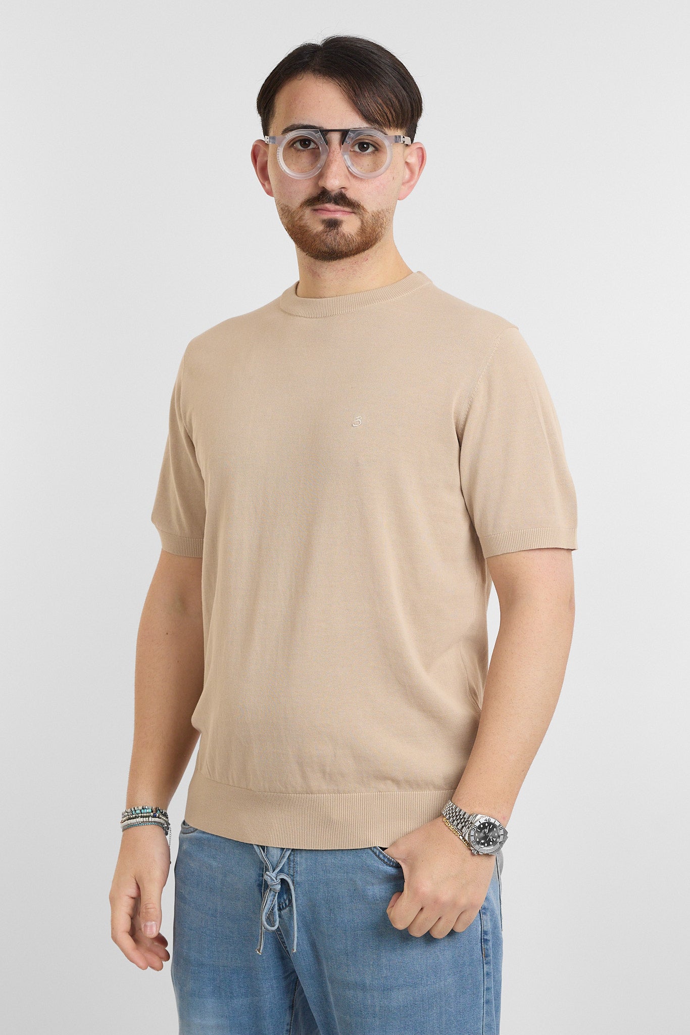 T-Shirt in Cotone Crepe Finezza 16 | 2 per €60 | Beige