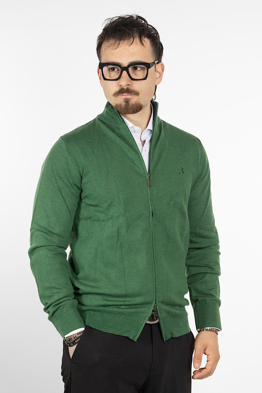 Pull à fermeture éclair en mélange de laine | <tc>"20€ de réduction au deuxième"</tc> | Vert