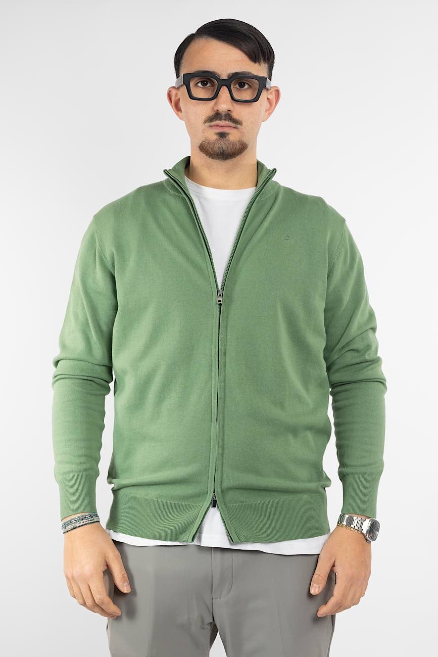 Pullover Zip Intera 100% Cotone | 2 per €40 | Verde 32