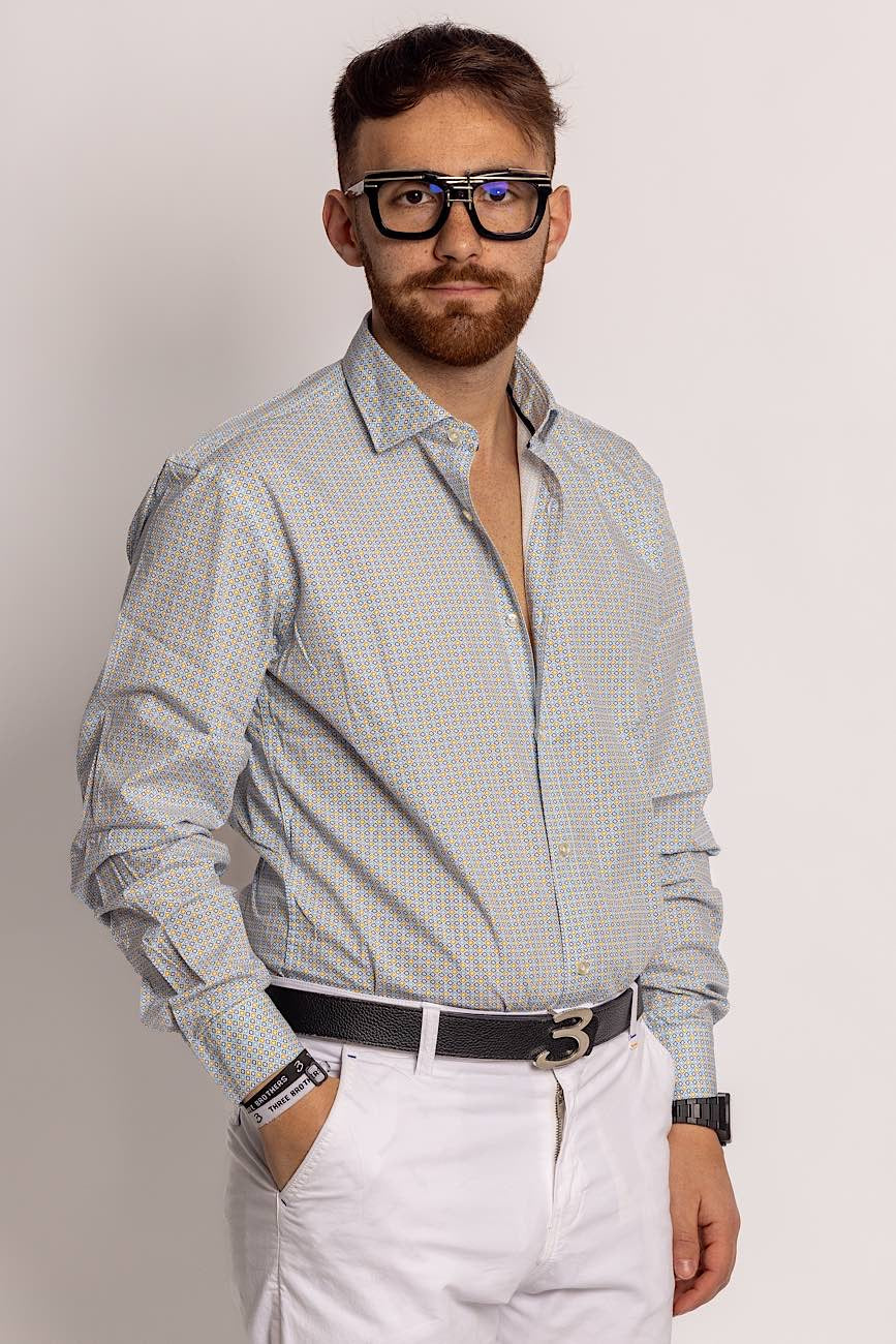 Camicia 100% Cotone Semi Slim Fantasia | Positano