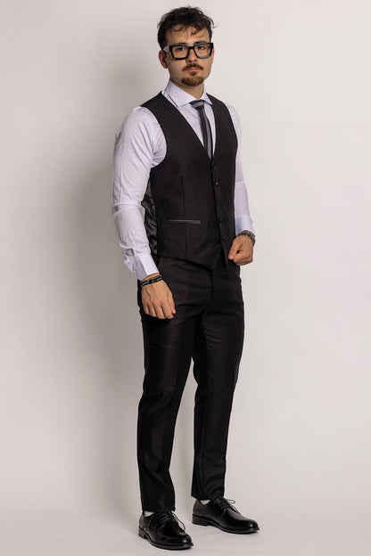 Tuxedo Model Suit With Vest | Black