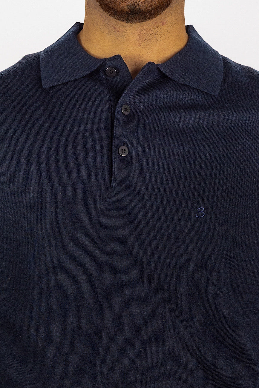 Pull polo en laine mélangée <tc>"20€ de réduction au deuxième"</tc> | Bleu 20