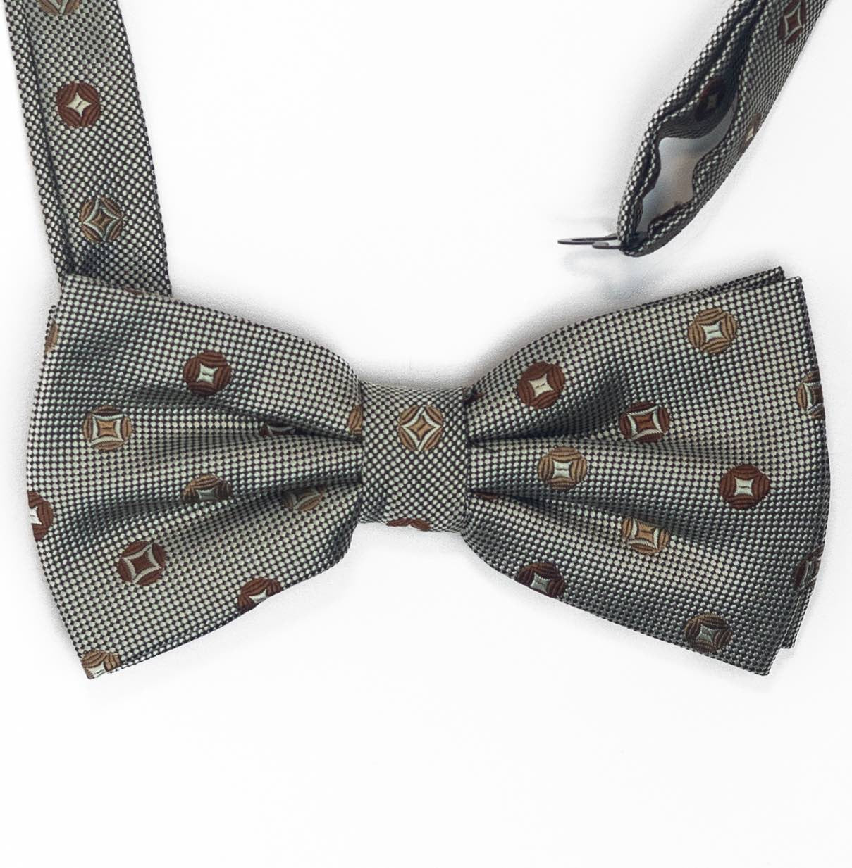 Beige Bow Tie | White-Brown Pattern