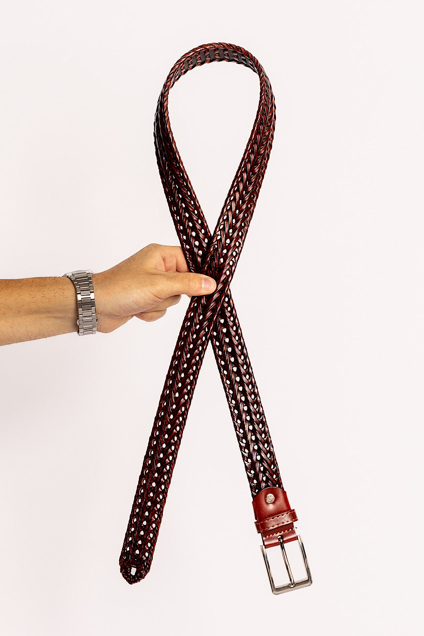 Faux Leather Braided Belt | Brown