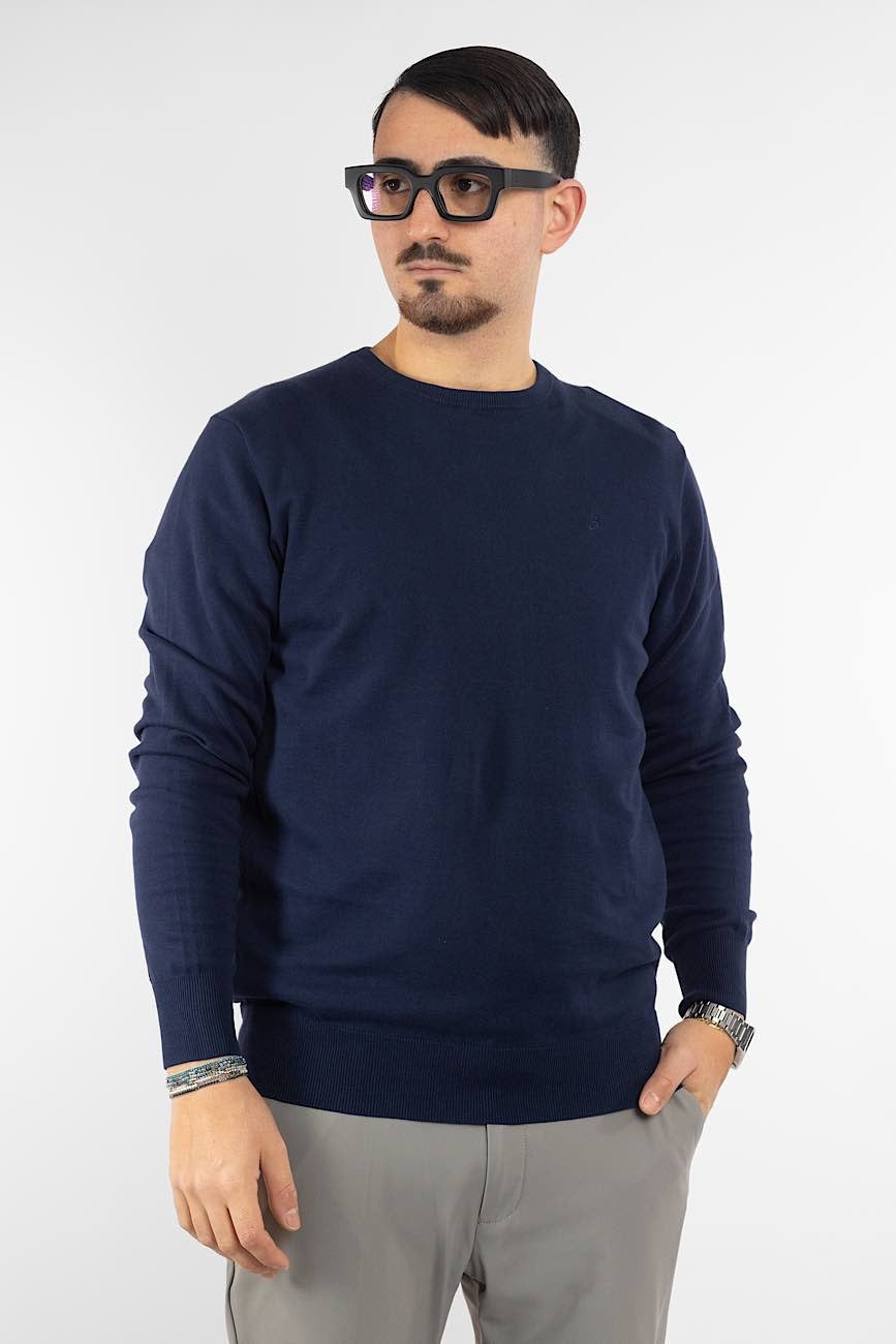 Pullover Girocollo 100% Cotone | Taglie Extra | 2 per €50 | Blu 20