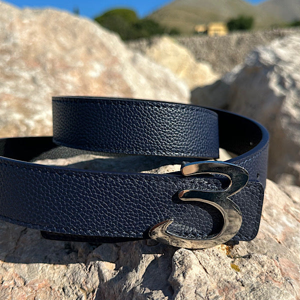 Ceinture réversible bleue et noire | Iconique