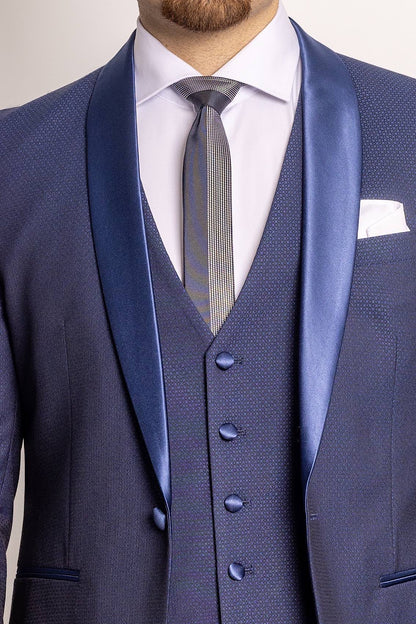 Tuxedo Model Suit With Vest | Medium Blue