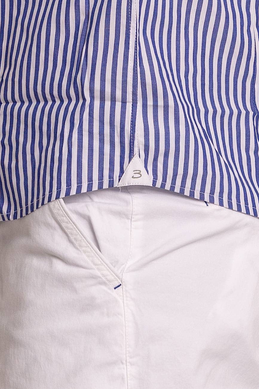 100% Cotton Semi Slim Wide Striped Shirt | Blue