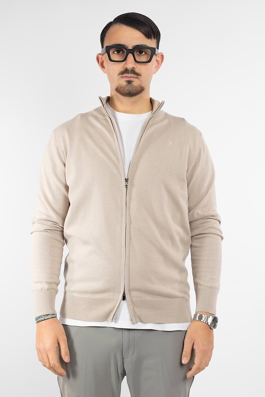 Pullover Zip Intera 100% Cotone | 2 per €40 | Beige 45