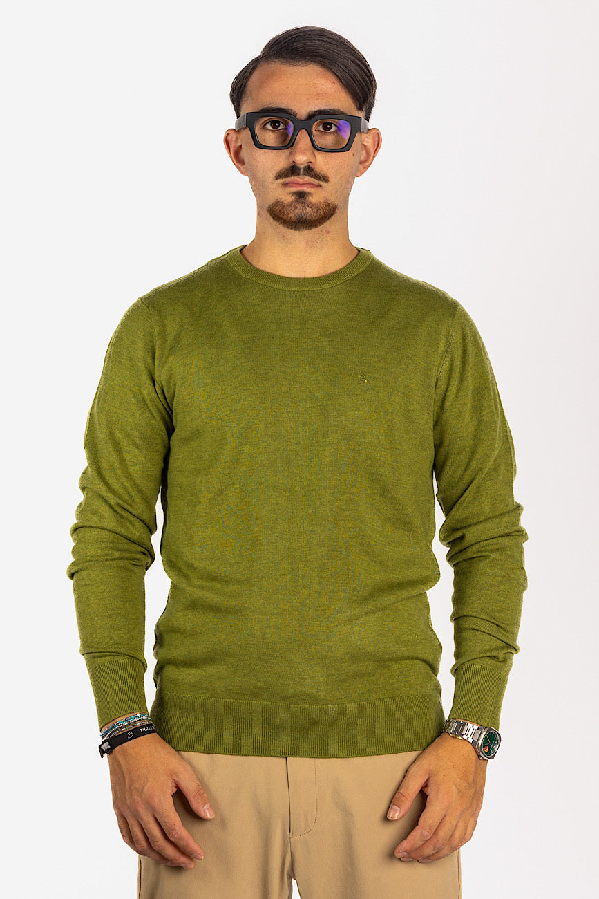 Jersey con cuello redondo en mezcla de lana <tc>"€20 de descuento en el segundo"</tc> | Verde claro 86