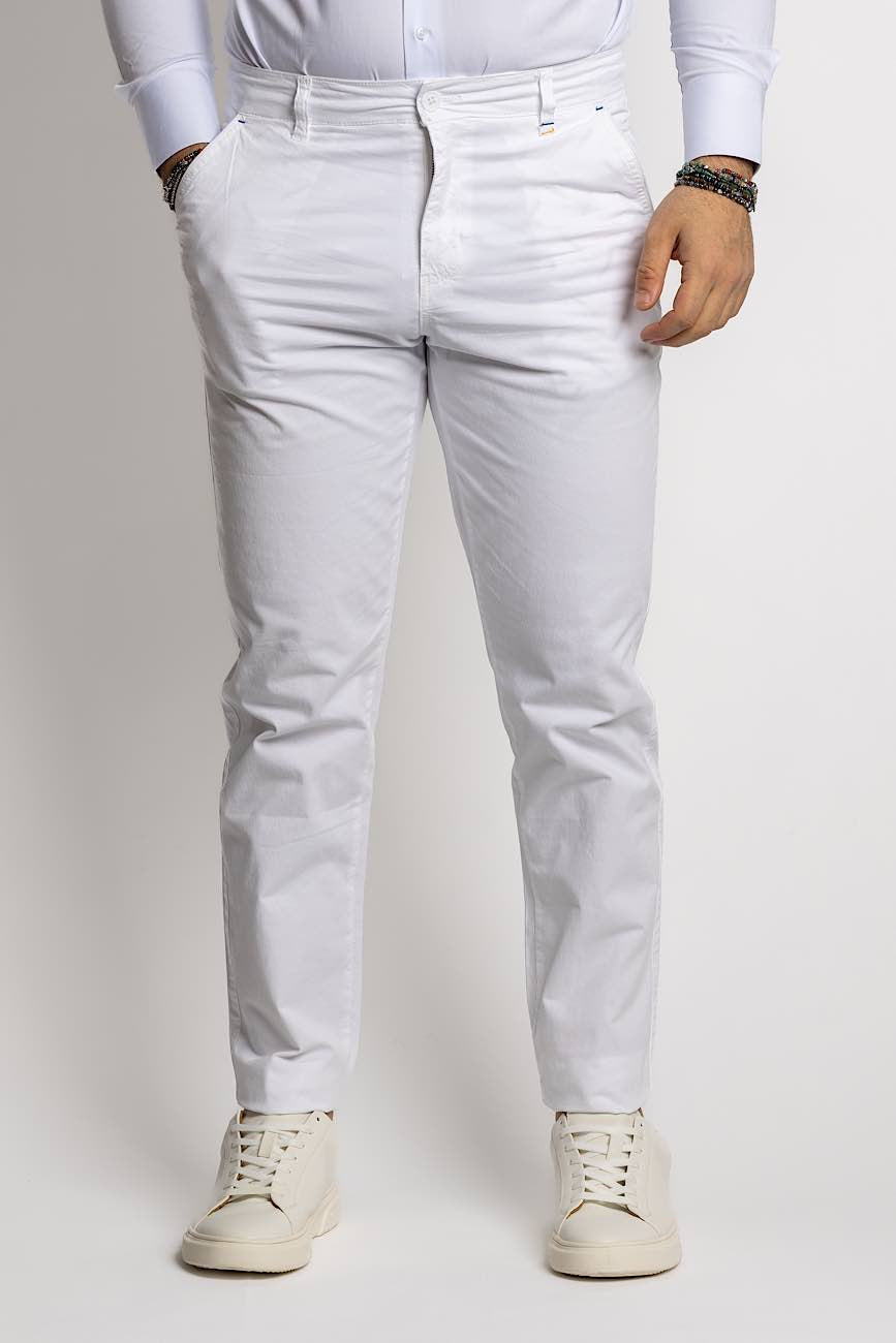 Basic Semi Slim Trousers BR001<tc>"€20 discount on the second"</tc> | White