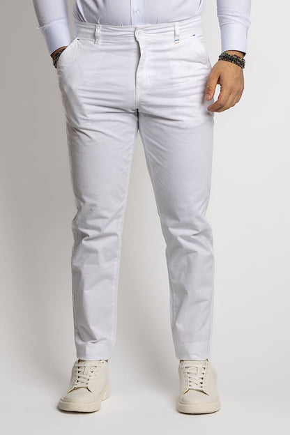 Pantalon semi-slim basique BR001 <tc>"20€ de réduction au deuxième"</tc> | Blanc