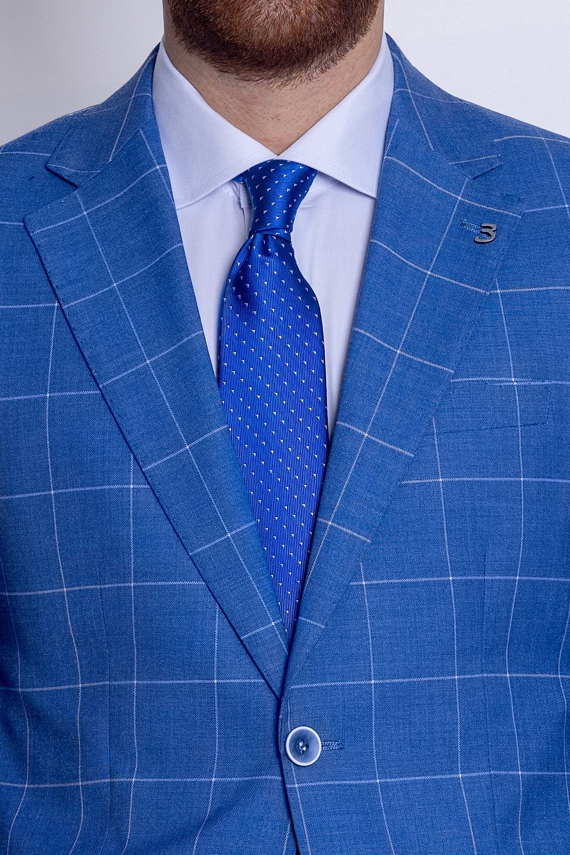 Two Button Prince of Wales Suit | Electric Blue