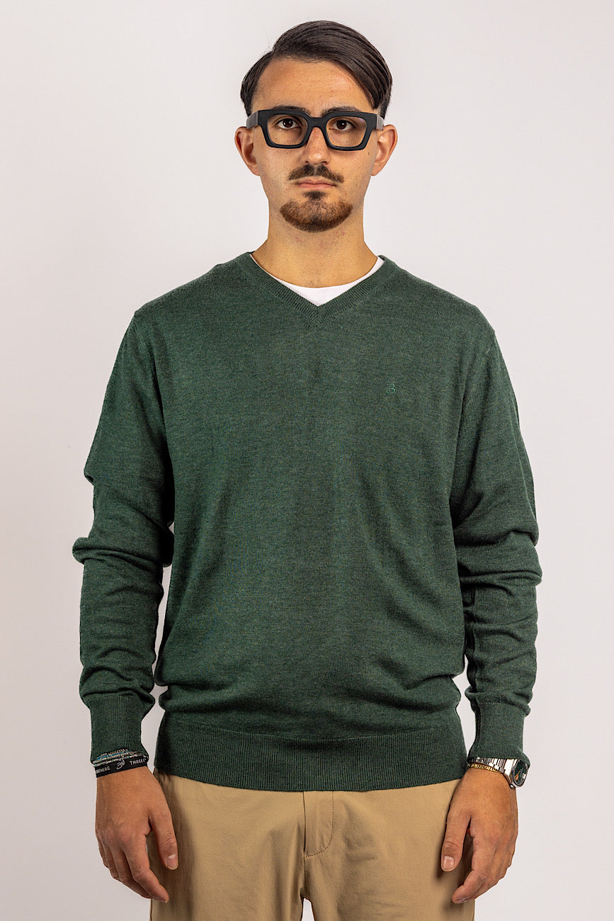 Pullover Collo a V Misto Lana 2 per €40 | Verde Bosco 12