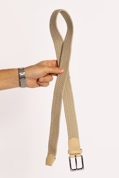 Elastisch geweven riem | Beige