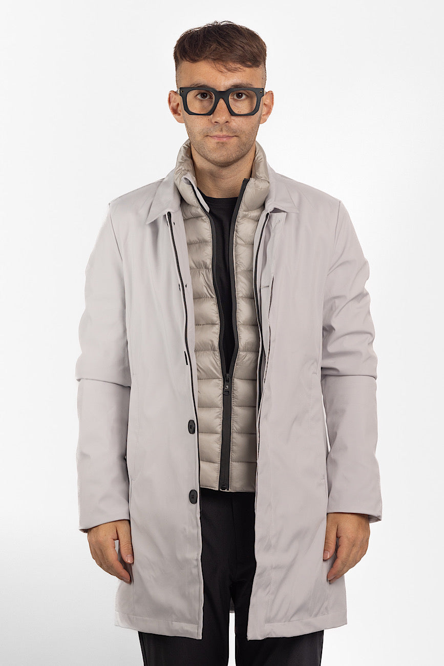 Padded Technical Fabric Trench | Ice