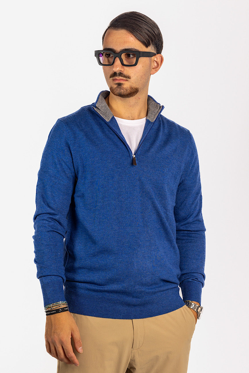 Wool Blend Half Zip Pullover<tc>"€20 discount on the second"</tc> | Blue 03