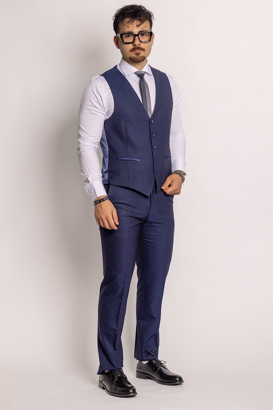 Tuxedo Model Suit With Vest | Medium Blue