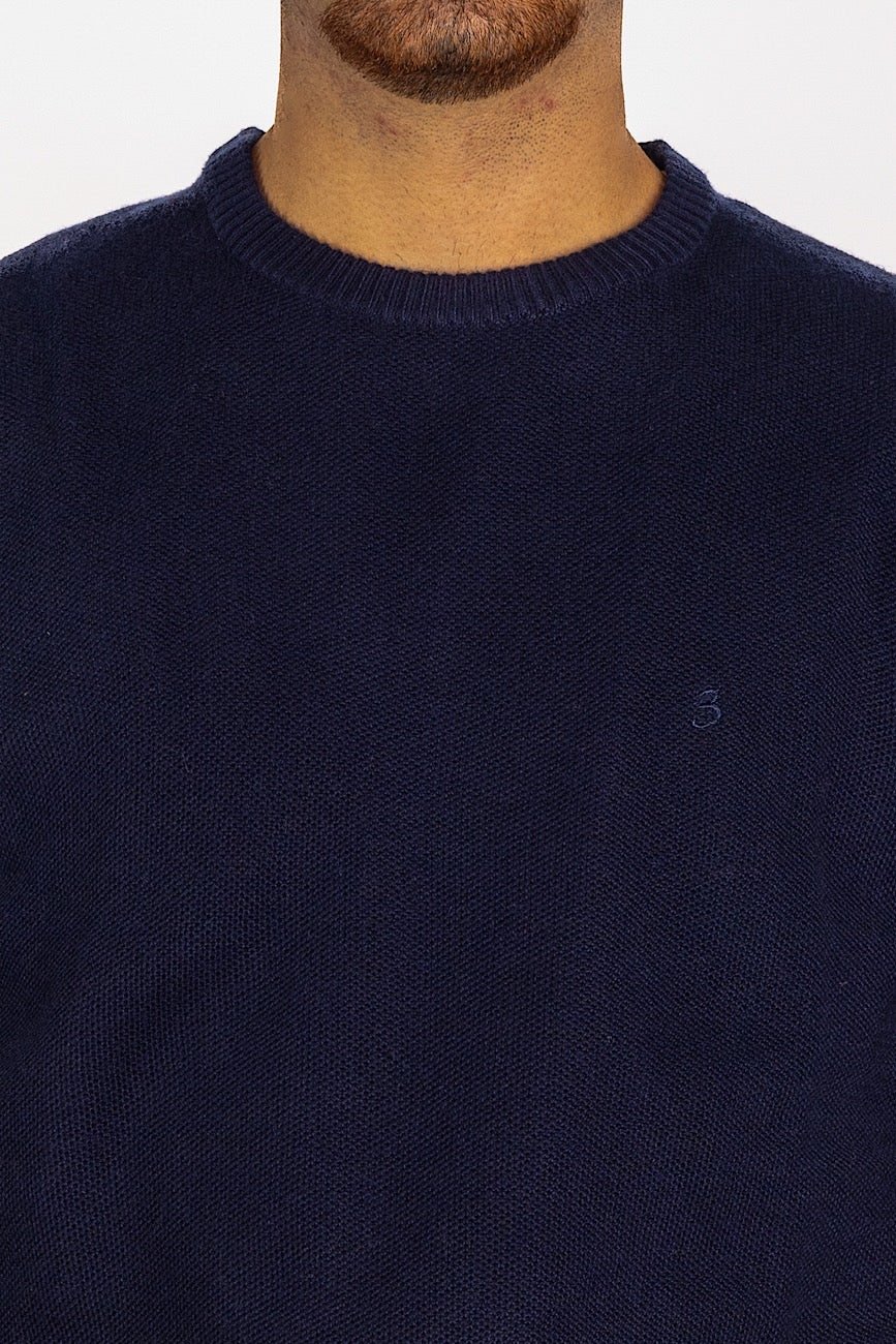 Crewneck Sweater Wool Blend Worked<tc>"€20 discount on the second"</tc> | Blue F20