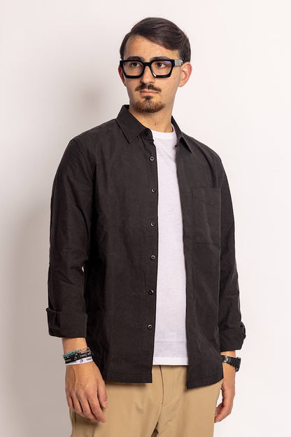 100% Cotton Basic Shirt Jacket | Black