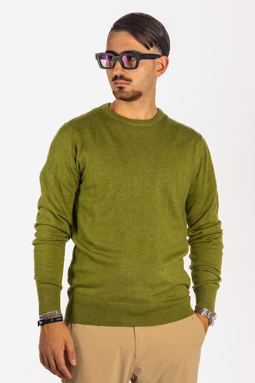 Pullover Girocollo Misto Lana | Taglie Extra | 2 per €50 | Verde Chiaro 86