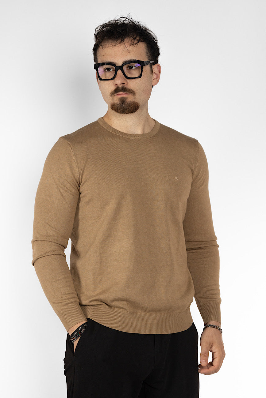 Pullover mit Rundhalsausschnitt | 2 + 1 Gratis | Beige