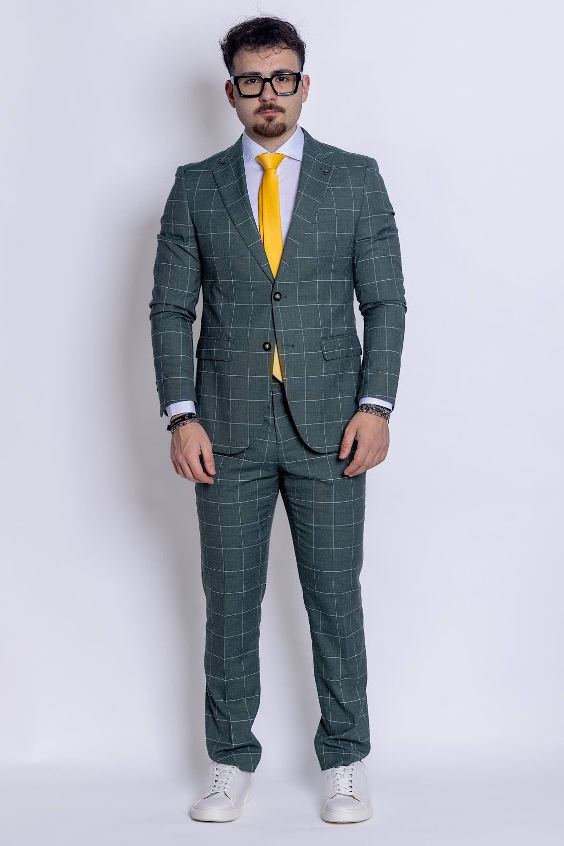 Two Button Prince of Wales Suit | Green