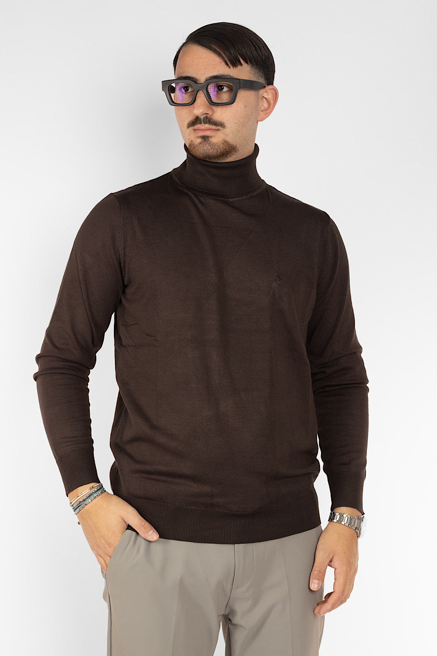 Hochgeschlossener Pullover | 2 + 1 Gratis | Braun