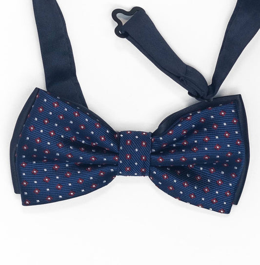 Blue Bow Tie | Red-White Pattern