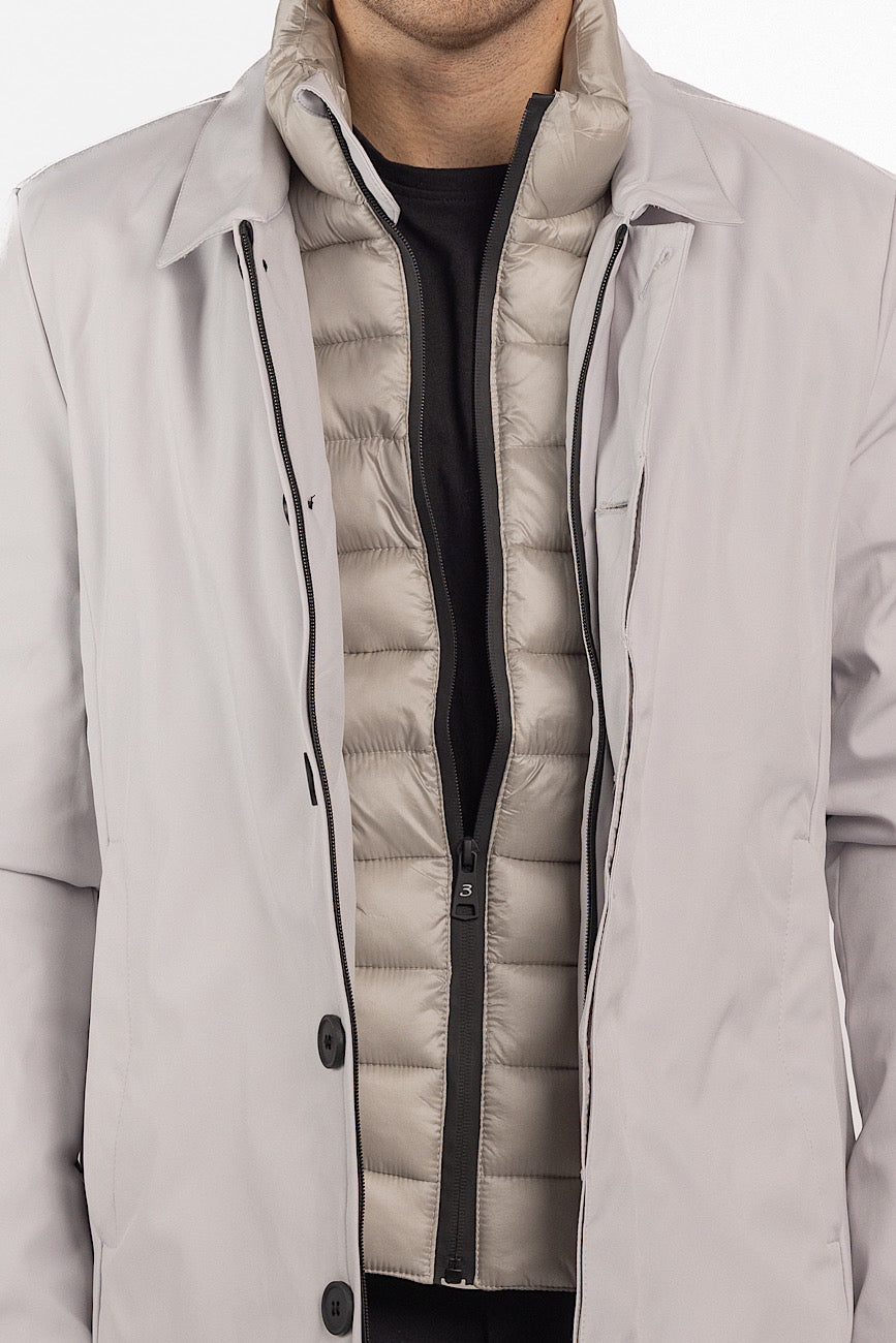 Padded Technical Fabric Trench | Ice