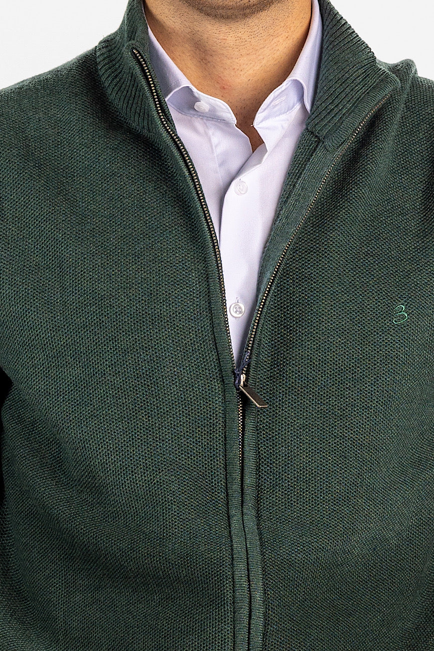 Full Zip Pullover Wool Blend Knitted<tc>"€20 discount on the second"</tc> | Green F32