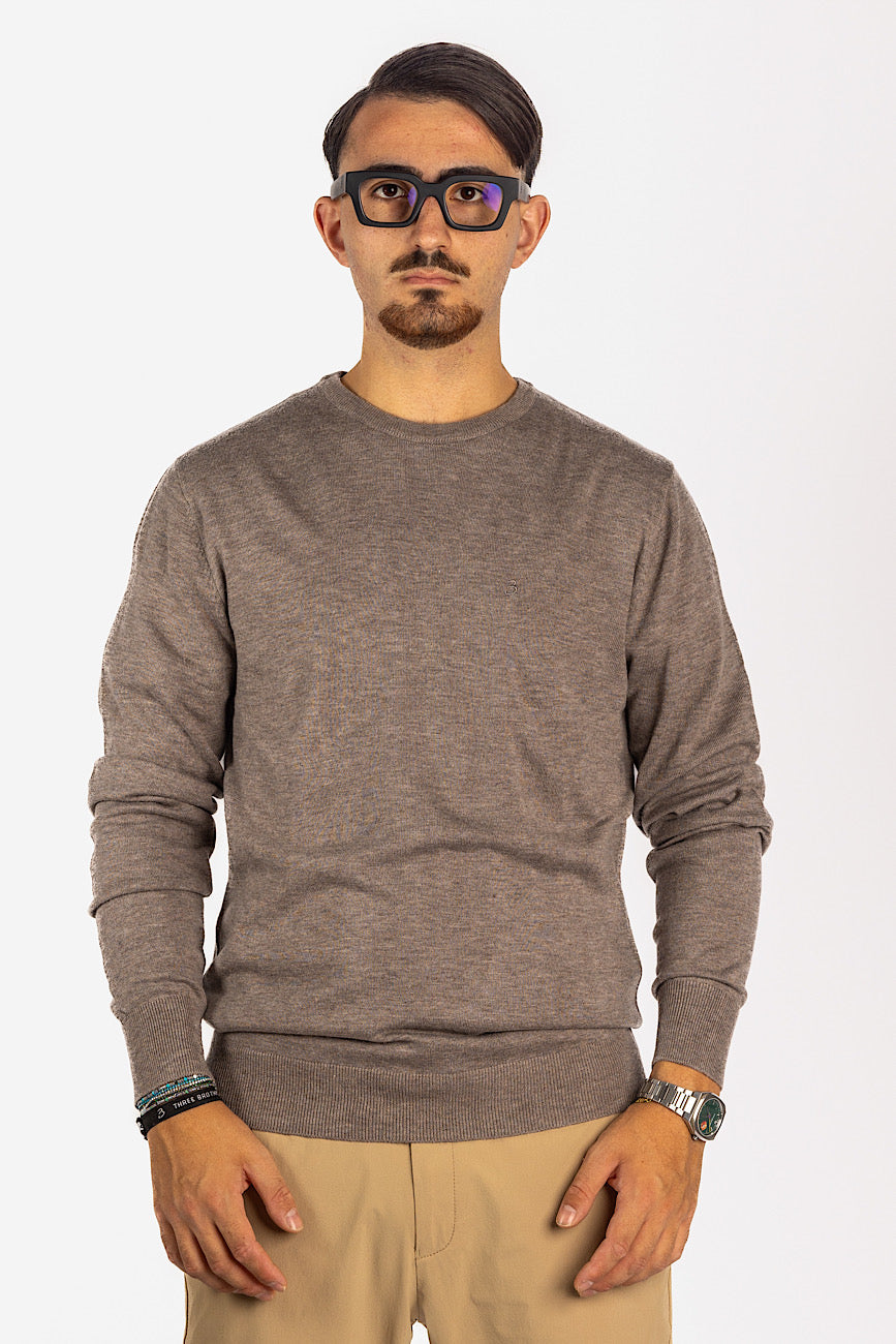 Pullover Girocollo Misto Lana | Taglie Extra | 2 per €50 | Tortora 33