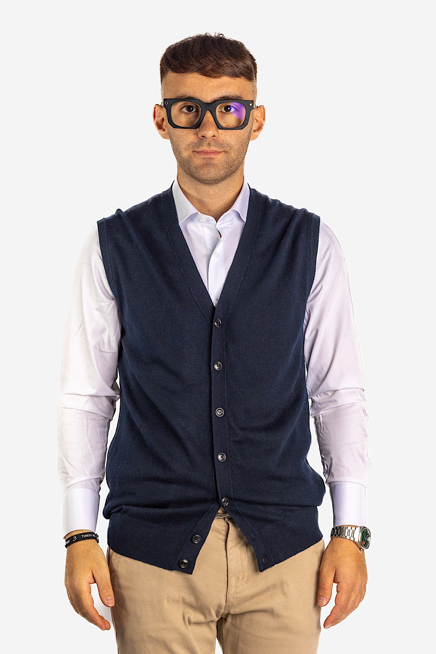 Cardigan gilet boutonné | Pull en laine mélangée <tc>"20€ de réduction au deuxième"</tc> | Bleu 20