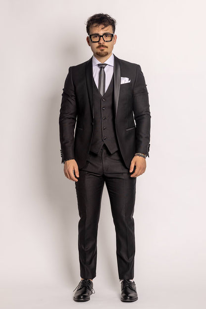 Tuxedo Model Suit With Vest | Black