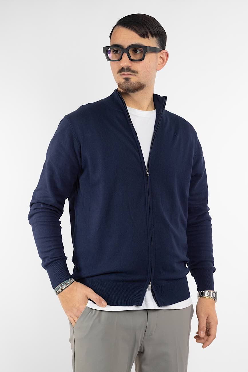 Pullover Zip Intera 100% Cotone | 2 per €40 | Blu 20