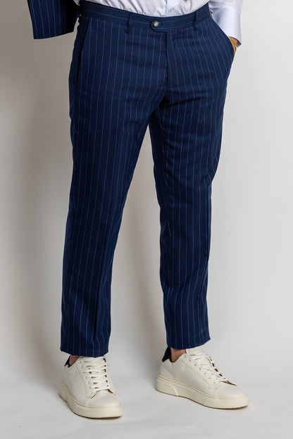 Double Breasted Pinstripe Suit | Dark Blue