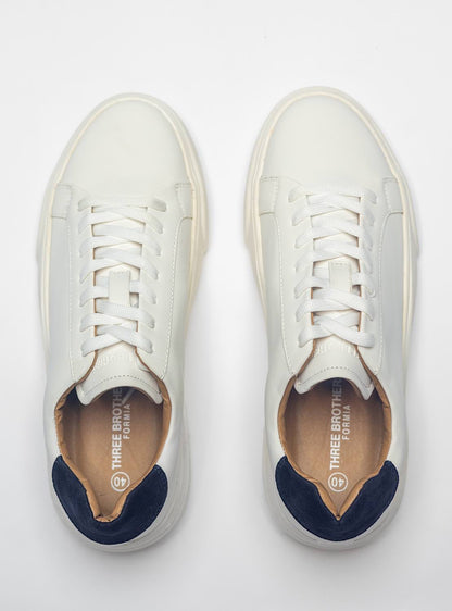 White Sneakers With Blue Back