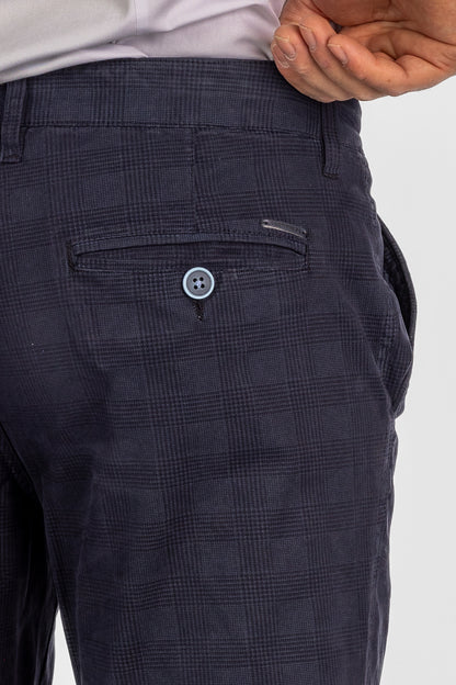 Slim checked trousers <tc>"€20 discount on the second"</tc> | Blue